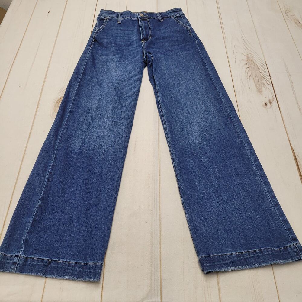 Kancan Celine ultra high rise wide leg trouser jeans dark wash stretch